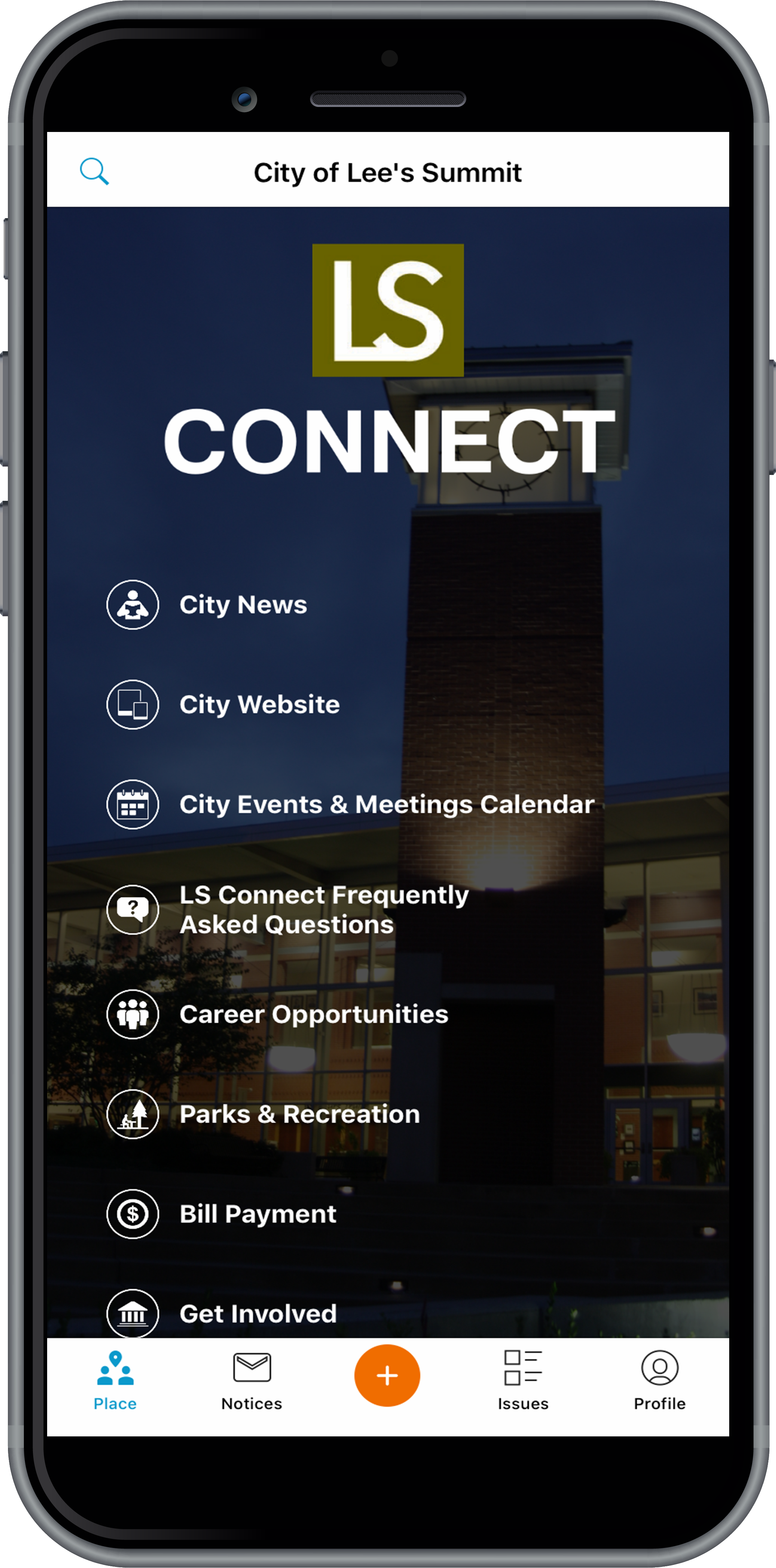 iPhone showing a sample menu from the LS Connect app iPhone showing a sample menu from the LS Connect app